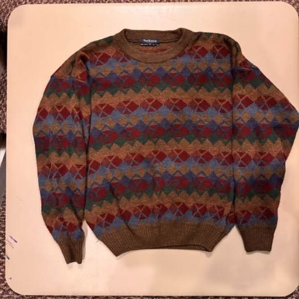 Van Heusen Men's Size Large Argyle Pattern Knit Sweater